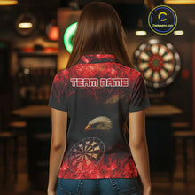 Load image into Gallery viewer, Custom Black And Red Flames Eagle Dartboard Darts Polo Shirt For Women Outfit Darts Jerseys NYN0944