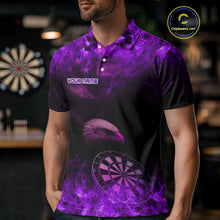 Load image into Gallery viewer, Custom Black And Purple Flames Eagle Dartboard Darts Polo Shirt For Women Outfit Darts Jerseys NYN0945