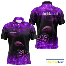 Load image into Gallery viewer, Custom Black And Purple Flames Eagle Dartboard Darts Polo Shirt For Men Outfit Darts Jerseys NYN0945