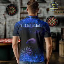 Load image into Gallery viewer, Custom Black And Blue Flames Eagle Dartboard Darts Polo Shirt For Men Outfit Darts Jerseys NYN0946