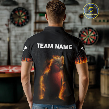 Flaming Cockatoo Dartboard Men's Dart Shirt - Custom Team Name For Darts Jersey NYN0450