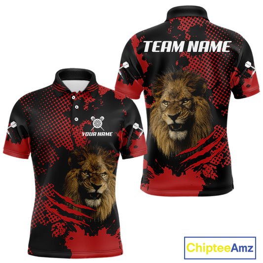 Grunge Lion Dartboard Custom Polo Shirt For Men - Darts Team Jersey NYN0707
