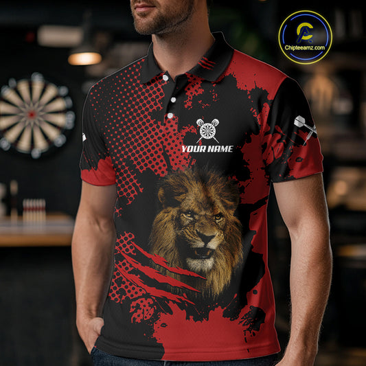Grunge Lion Dartboard Custom Polo Shirt For Men - Darts Team Jersey NYN0707