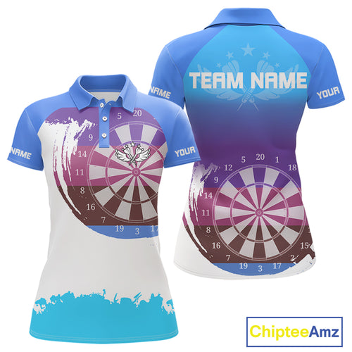 Colorful Grunge Dartboard Custom Polo Shirt For Women - Darts Team Jersey NYN0710