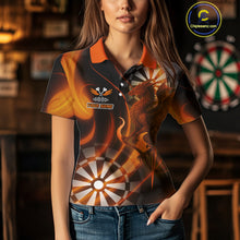 Load image into Gallery viewer, Custom Women&#39;s Darts Polo Shirt Dragon And Dartboard - Personalized Name &amp; Team NYN0721