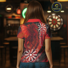 Load image into Gallery viewer, Dragon &amp; Dartboard Custom Darts Polo Shirt For Women - Personalized Name &amp; Team NYN0722