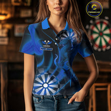 Load image into Gallery viewer, Azure Dragon &amp; Dartboard Custom Darts Polo Shirt For Women - Darts Team Jersey NYN0723