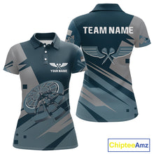 Load image into Gallery viewer, Blue Cracked Dartboard Custom Darts Polo Shirt For Women - Darts Team Jersey NYN0725
