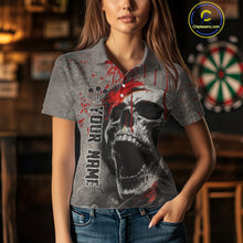 Load image into Gallery viewer, Custom Red Dripping Skull Grunge Polo Dart Shirt For Women Dartboard Outfits Dart Jersey NYN1319