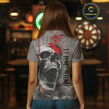 Load image into Gallery viewer, Custom Red Dripping Skull Grunge Polo Dart Shirt For Women Dartboard Outfits Dart Jersey NYN1319