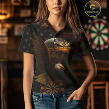 Load image into Gallery viewer, Custom Eagle Grunge Dartboard Polo Dart Shirt For Women US Flag Patriotic Dart Jersey NYN1332