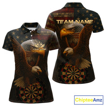 Load image into Gallery viewer, Custom Eagle Grunge Dartboard Polo Dart Shirt For Women US Flag Patriotic Dart Jersey NYN1332