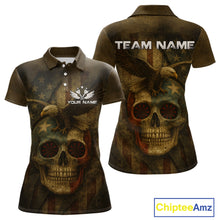 Load image into Gallery viewer, Custom Skull Eagle Grunge Polo Dart Shirt For Women Retro Patriotic Dart Jerseys NYN1337