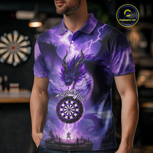 Load image into Gallery viewer, Custom Lightning Purple Dragon Dartboard Darts Polo Shirt For Men Darts Team Jersey NYN0967
