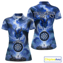 Load image into Gallery viewer, Custom Lightning Blue Dragon Dartboard Darts Polo Shirt For Women Darts Team Jersey NYN0968