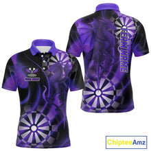 Load image into Gallery viewer, Custom Black And Purple Dragon Dartboard Dart Polo Jersey Outfits Dart Team Shirts For Men NYN0979