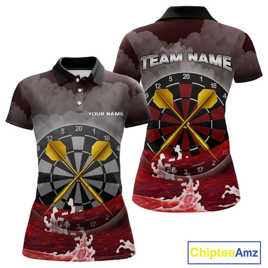 Scarlet Ocean With Golden Arrows - Women's Darts Team Shirt - Custom Name For Players NYN0492