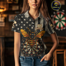 Load image into Gallery viewer, Custom Bees Dartboard Patriotic Dart Polo Shirt For Women US Flag Grunge Dart Jersey NYN1360