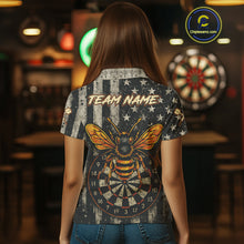 Load image into Gallery viewer, Custom Bees Dartboard Patriotic Dart Polo Shirt For Women US Flag Grunge Dart Jersey NYN1360
