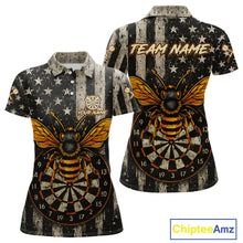 Load image into Gallery viewer, Custom Bees Dartboard Patriotic Dart Polo Shirt For Women US Flag Grunge Dart Jersey NYN1360