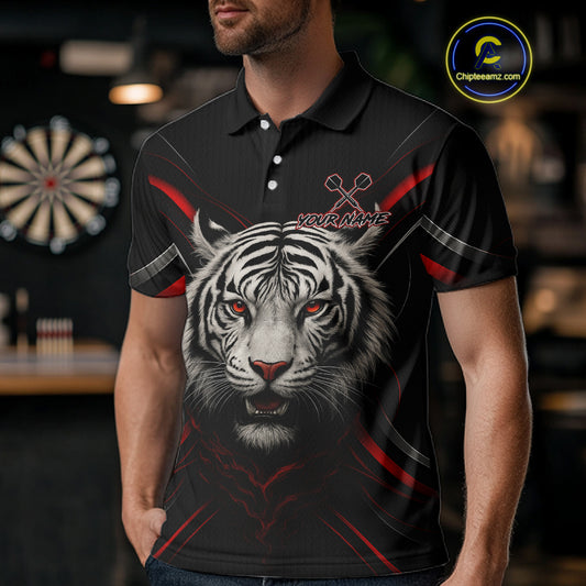 Custom Black-Red Tiger Dartboard Dart Polo Shirt For Men Outfits Tiger Dart Jersey NYN1362