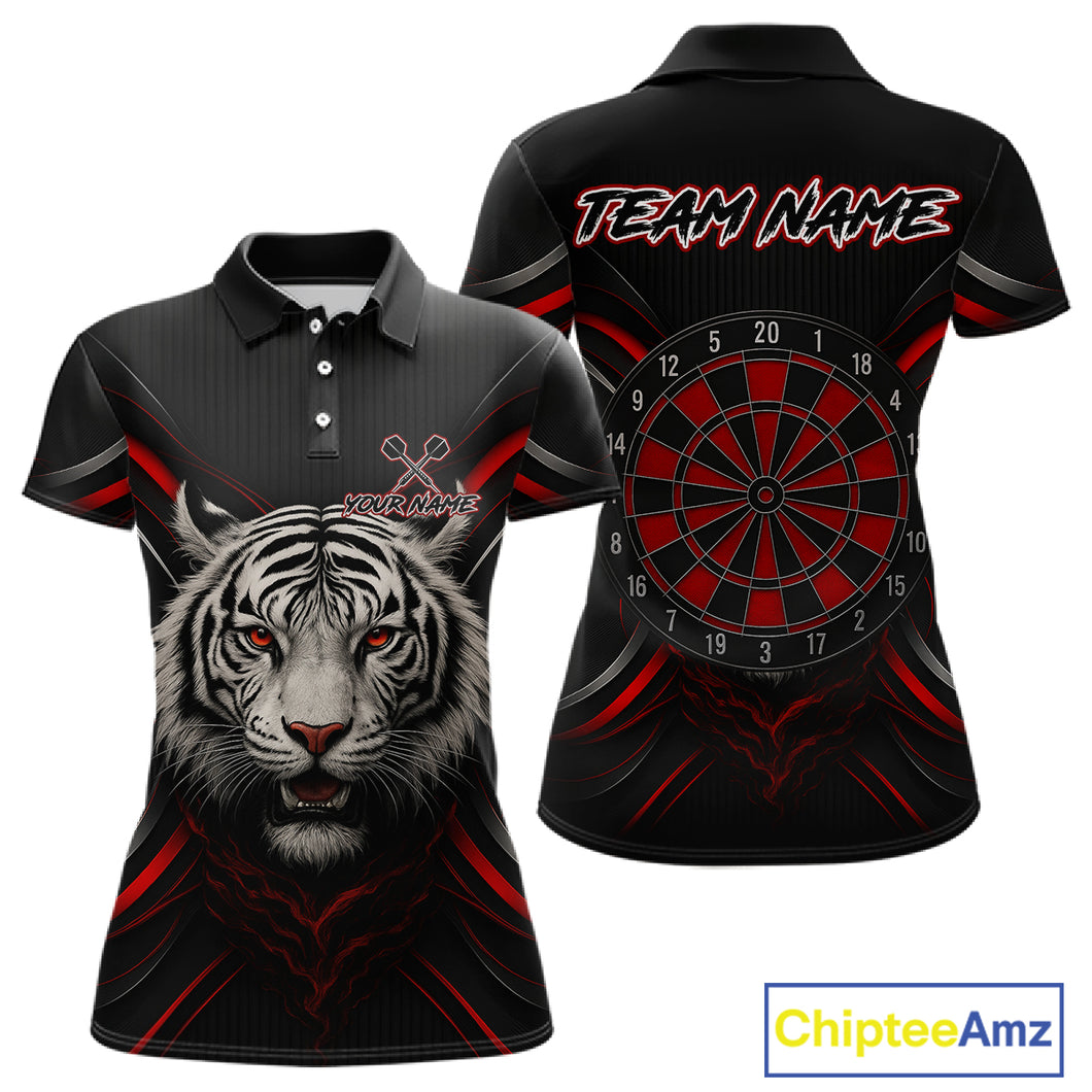Custom Black-Red Tiger Dartboard Dart Polo Shirt For Women Outfits Tiger Dart Jersey NYN1362