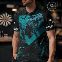 Load image into Gallery viewer, It's In My DNA Custom Turquoise Dinosaur Dart Polo Shirt For Men US Flag Dart Jerseys NYN1366