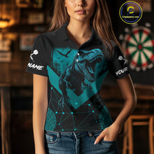 Load image into Gallery viewer, It&#39;s In My DNA Custom Turquoise Dinosaur Dart Polo Shirt For Women US Flag Dart Jerseys NYN1366
