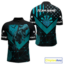 Load image into Gallery viewer, It's In My DNA Custom Turquoise Dinosaur Dart 1/4-Zip Shirt For Men US Flag Dart Jerseys NYN1366