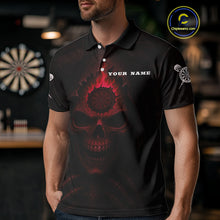 Load image into Gallery viewer, Red Flaming Dartboard In Grim Reaper Men's Team Shirt - Custom Name For Darts Jersey NYN0515