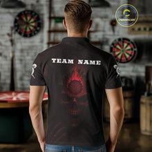 Load image into Gallery viewer, Red Flaming Dartboard In Grim Reaper Men's Team Shirt - Custom Name For Darts Jersey NYN0515