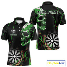 Load image into Gallery viewer, Custom Green And Orange Skull Dartboard Polo Dart Shirts For Men Darts Team Jersey NYN0999