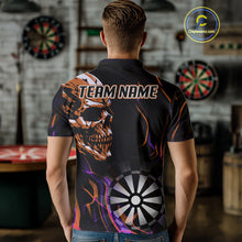 Load image into Gallery viewer, Custom Orange And Purple Skull Dartboard Polo Dart Shirts For Men Darts Team Jersey NYN1000
