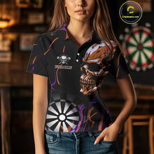 Load image into Gallery viewer, Custom Orange And Purple Skull Dartboard Polo Dart Shirts For Women Darts Team Jersey NYN1000