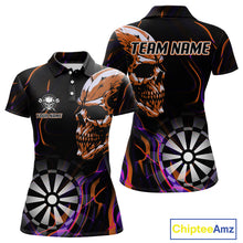 Load image into Gallery viewer, Custom Orange And Purple Skull Dartboard Polo Dart Shirts For Women Darts Team Jersey NYN1000