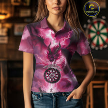 Load image into Gallery viewer, Custom Lightning Pink Thunder Dragon Dartboard Polo Dart Shirt For Women, Darts Team Jersey NYN1013