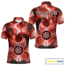 Load image into Gallery viewer, Custom Lightning Red Thunder Dragon Dartboard Polo Dart Shirt For Men, Darts Team Jersey NYN1014