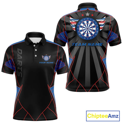 Red And Blue Wings Dartboard Custom Darts Polo Shirt For Men - Darts Team Jersey NYN0726