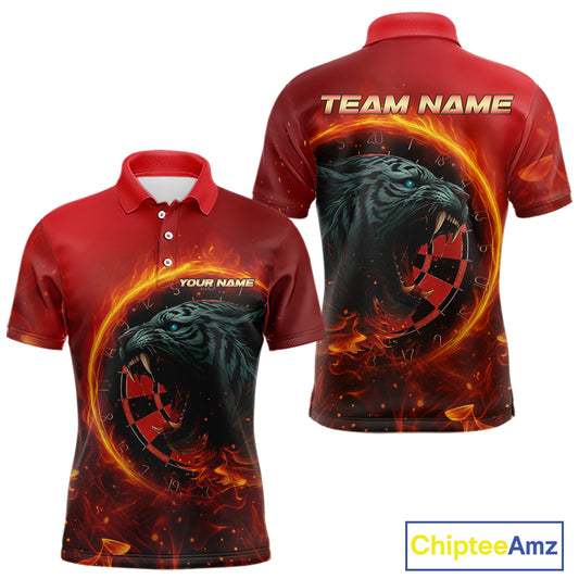 Panther Flaming Dartboard Custom Darts Polo  Shirt For Men - Darts Team Jersey NYN0727