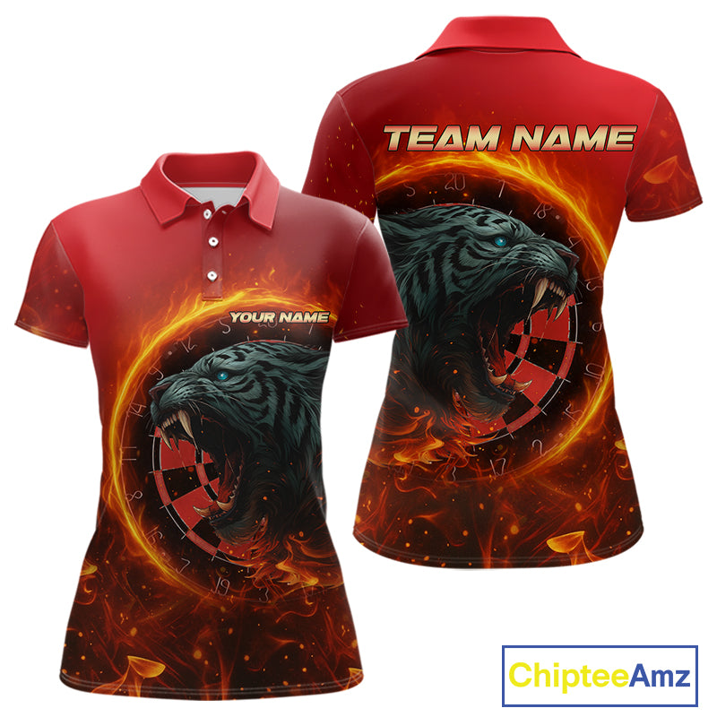 Panther Flaming Dartboard Custom Darts Polo Shirt For Women - Darts Team Jersey NYN0727