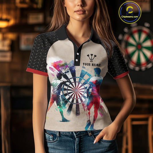 Human Play Darts Custom Colorful Darts Polo Shirt For Women - Darts Team Jersey NYN0729