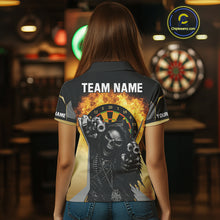 Load image into Gallery viewer, Skeleton &amp; Flame Dartboard Custom Darts Polo Shirt For Women - Darts Team Jersey NYN0731