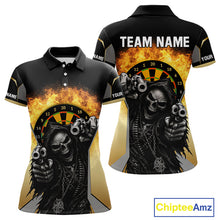 Load image into Gallery viewer, Skeleton &amp; Flame Dartboard Custom Darts Polo Shirt For Women - Darts Team Jersey NYN0731
