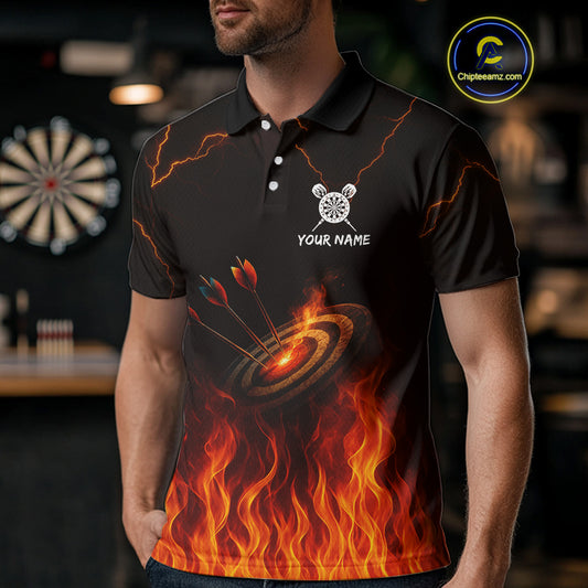 Flaming Darts & Arrow Custom Darts Polo Shirt For Men - Darts Team Jersey NYN0732