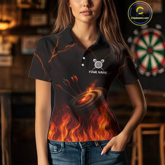 Flaming Darts & Arrow Custom Darts Polo Shirt For Women - Darts Team Jersey NYN0732