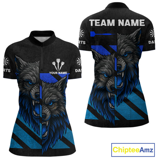 Personalized Azure Wolf & Arrow Men's Darts Shirt - Custom Name For Darts Jersey NYN0517