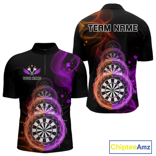 Custom Orange & Purple Lightning Dartboards Dart Shirt For Men, Colorful Dart Jersey NYN1043