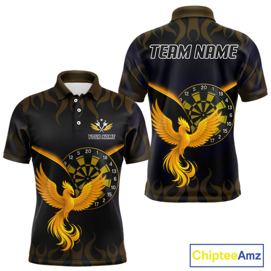 Custom Yellow Flames Phoenix Dartboards Darts Shirt For Men Outfits Phoenix Dart Jersey NYN1045