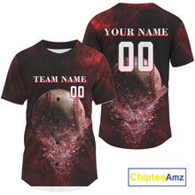 Load image into Gallery viewer, Custom Black &amp; Red Cracked Baseball Ball Shirt For Men Outfits Youth Baseball Team Jersey NYN1054
