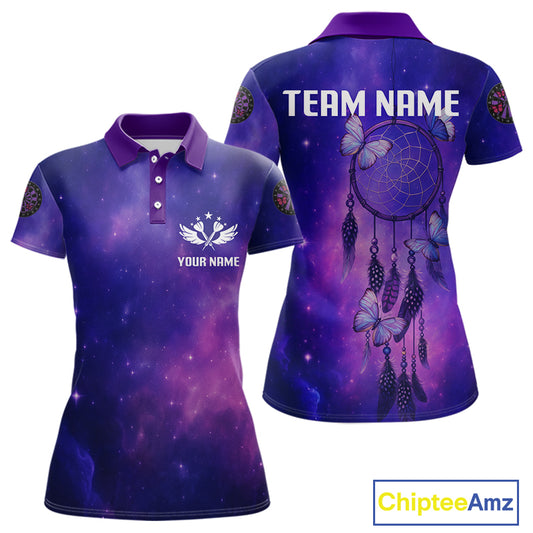 Galaxy Purple Dreamcatcher Butterfly Darts Shirt For Women - Custom Darts Jersey NYN0536